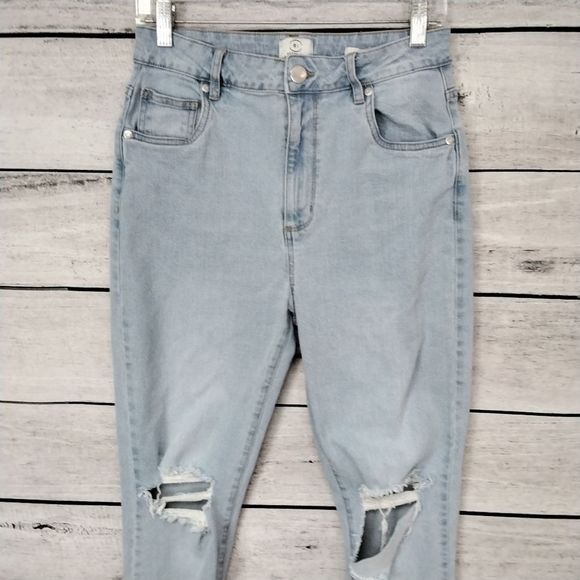 Cotton On 91 Jeans Lightwash Highrise Distressed Sz 8 Country Western Urban - Picture 3 of 9